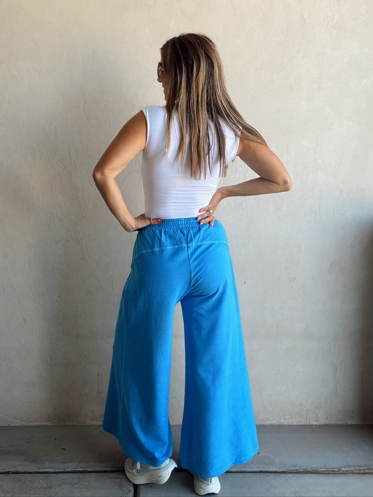 Myra Wide Leg Sweats in Bright Blue