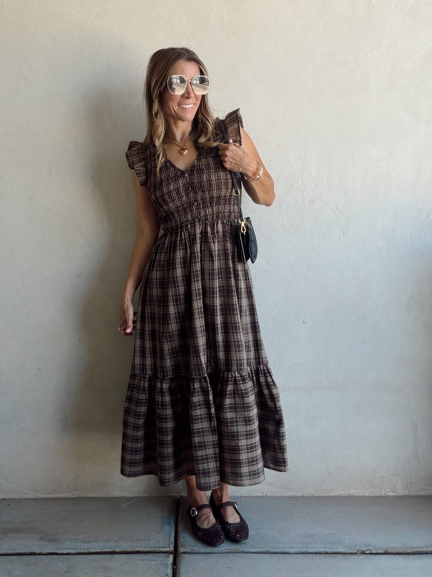 Kenna Dress in Chocolate & Black Plaid