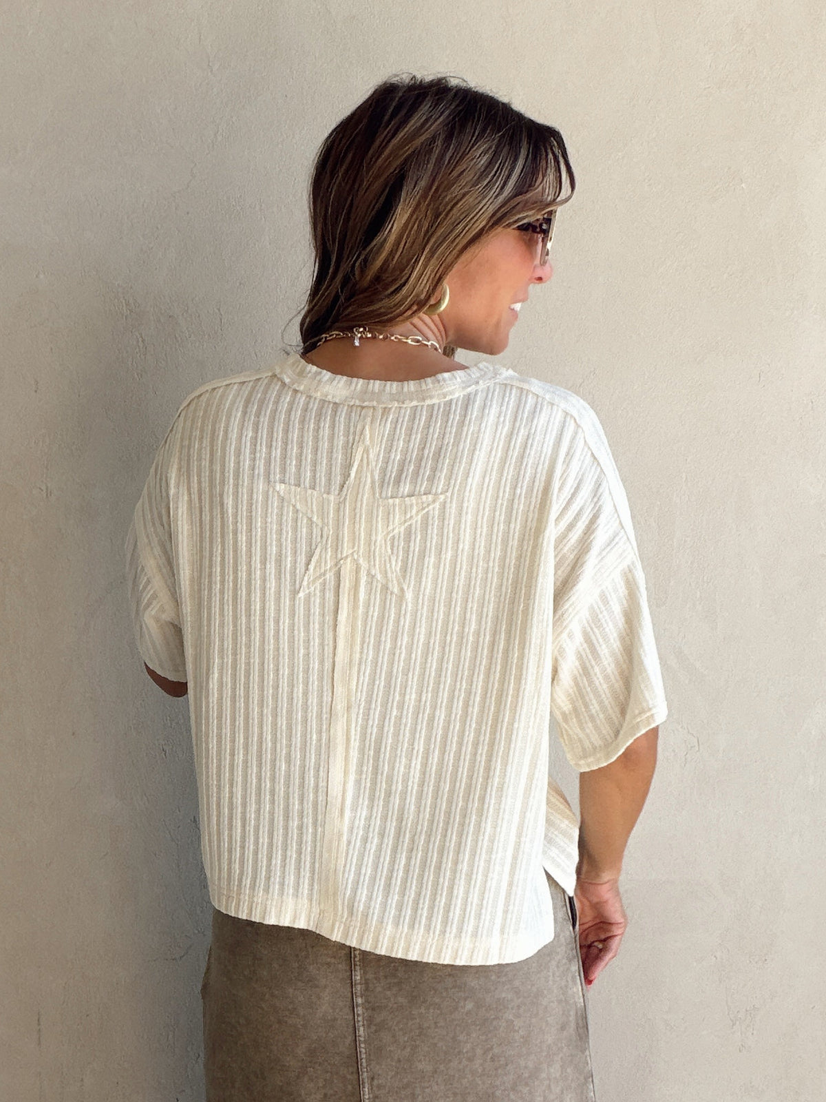 Evie Knit Top in Cream