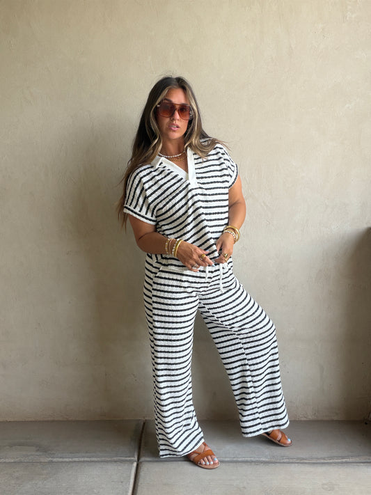 Annabelle Set in Black & White Stripe