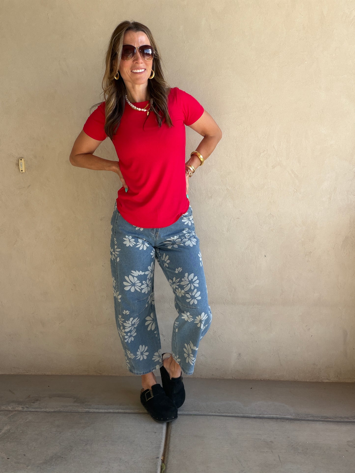 Becca Floral Jeans in Denim