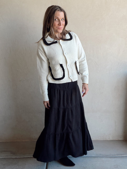 Elaina Sweater in Ivory & Black