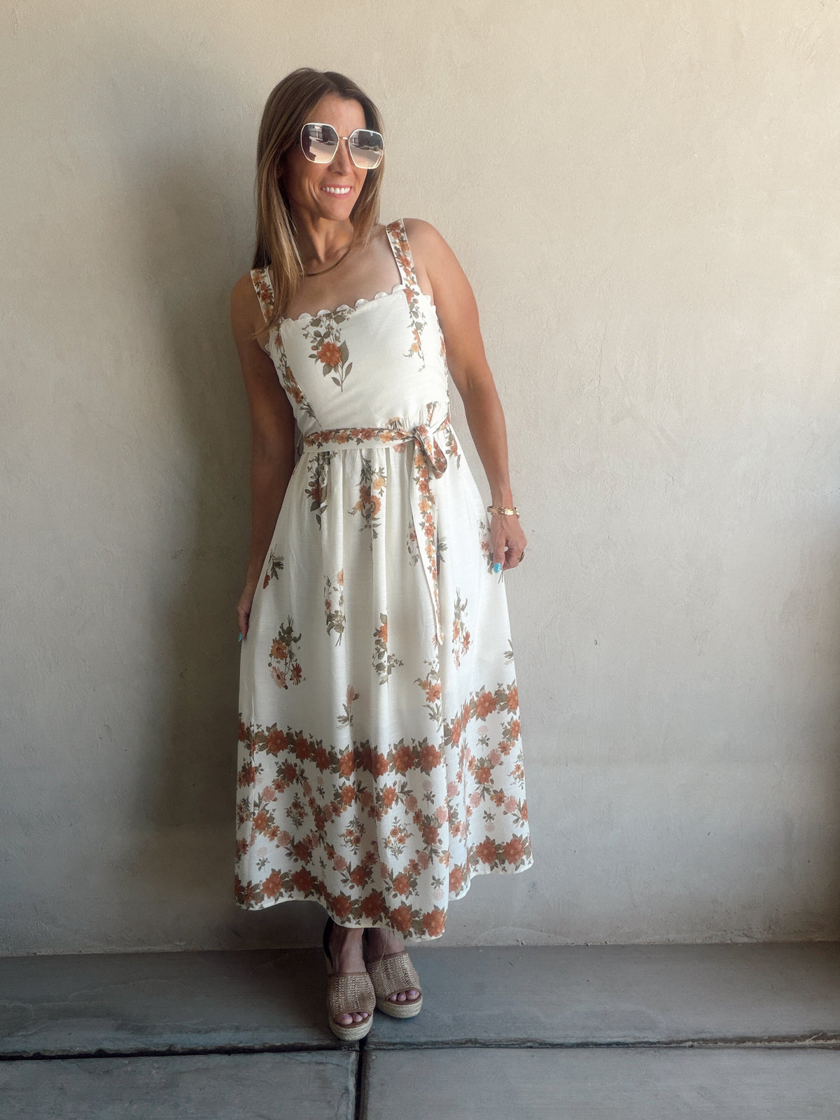 Emmie Floral Dress in Fall Cream