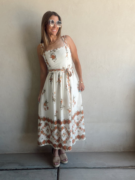 Emmie Floral Dress in Fall Cream