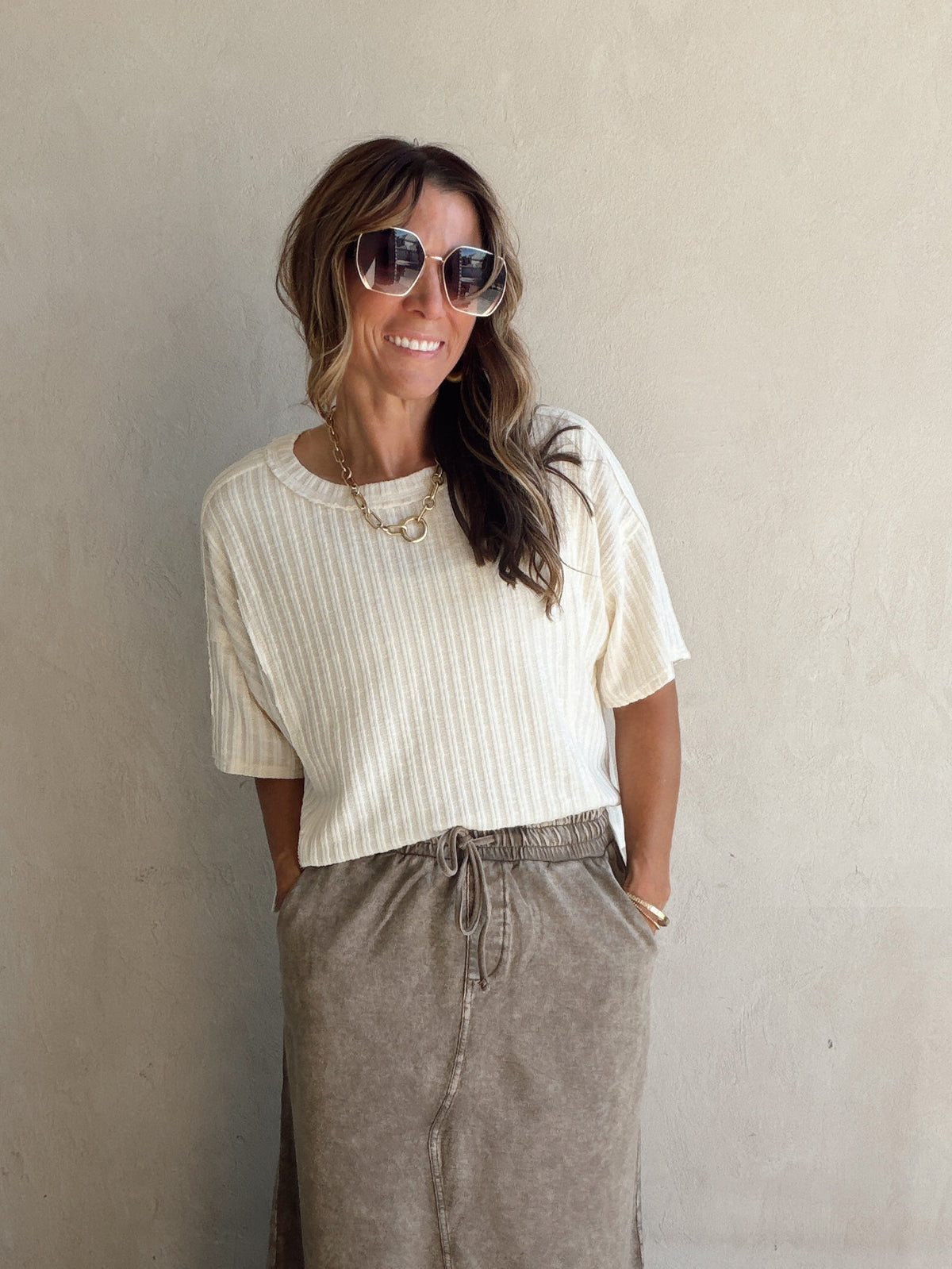 Evie Knit Top in Cream