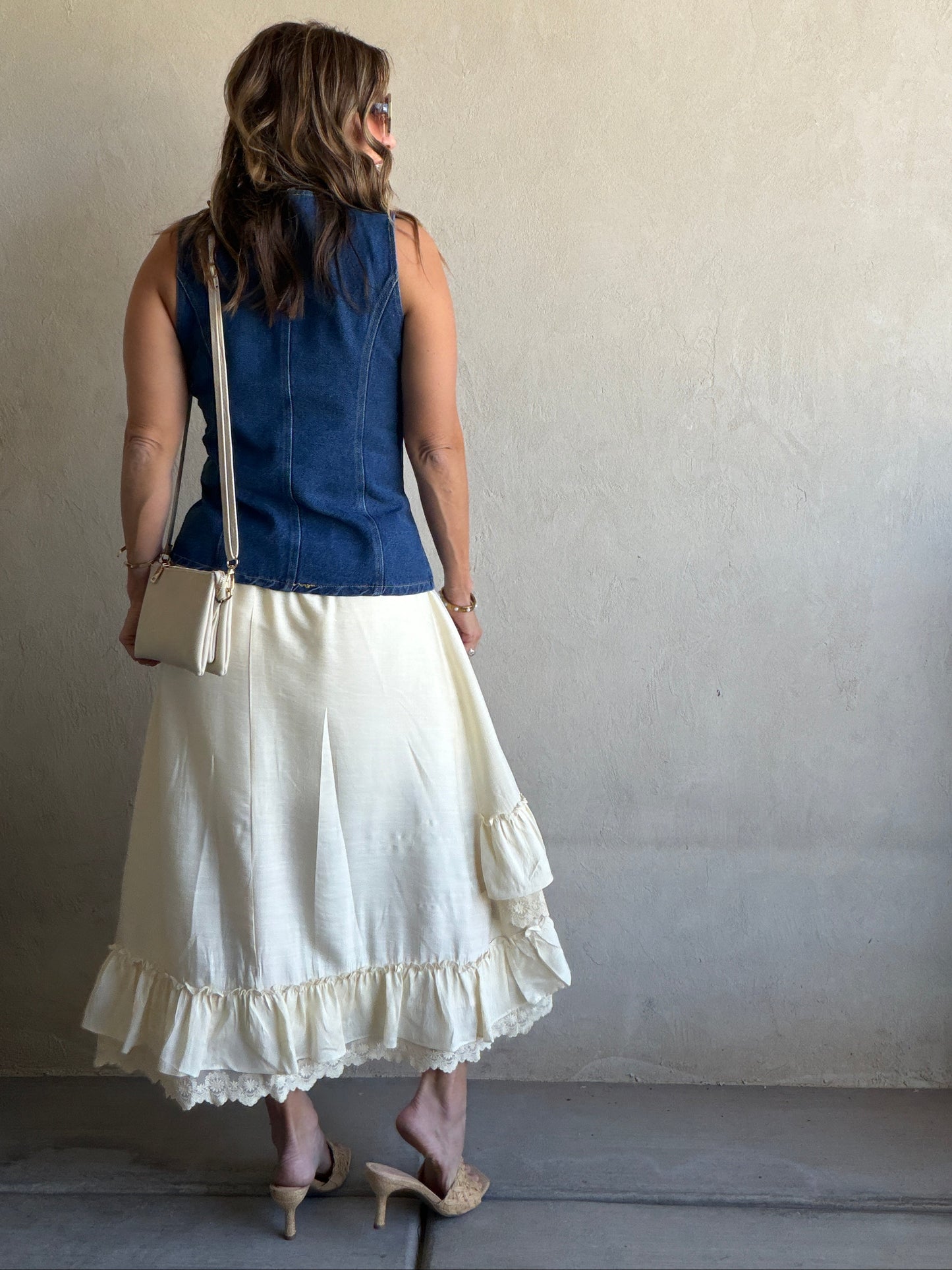 Jordy Lace Detailed Skirt in Cream