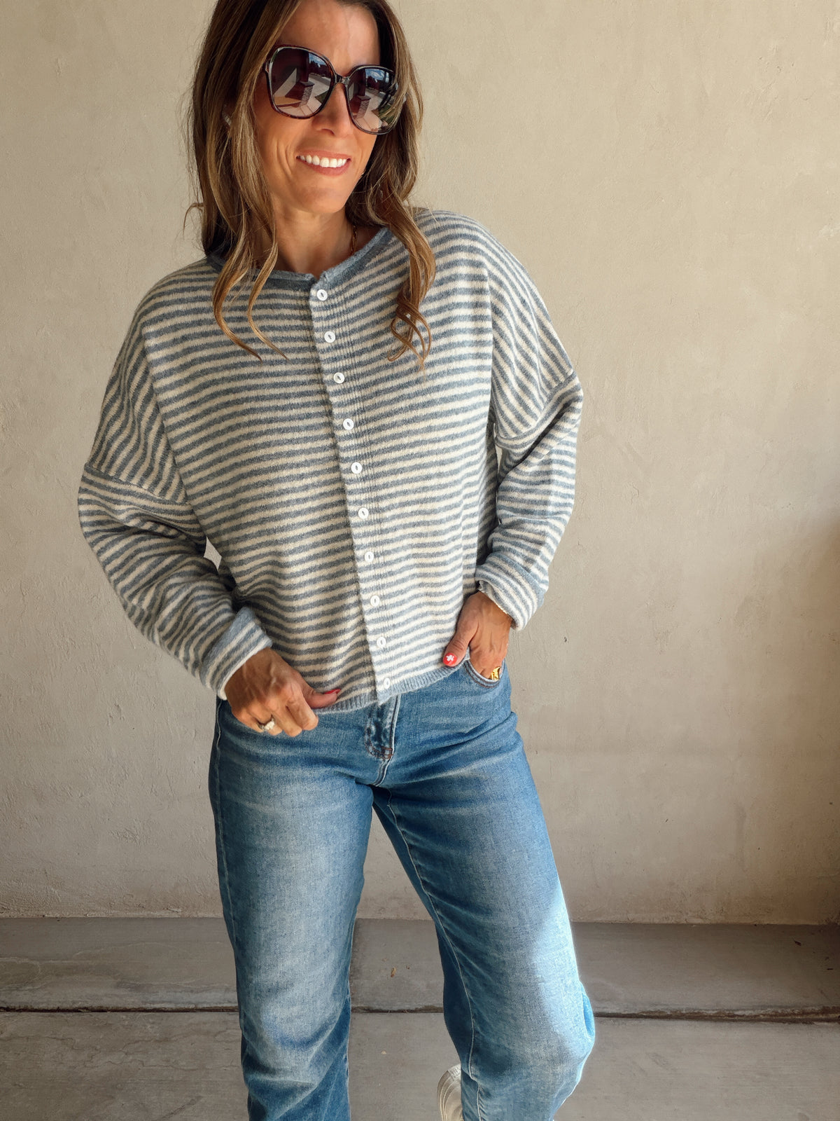 Bridget Cardigan in Dusty Blue