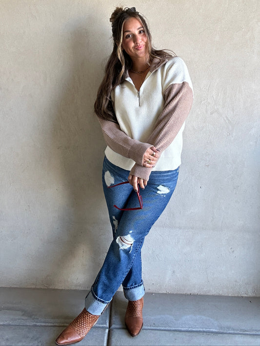 Kerianne Sweater in Beige & Cream