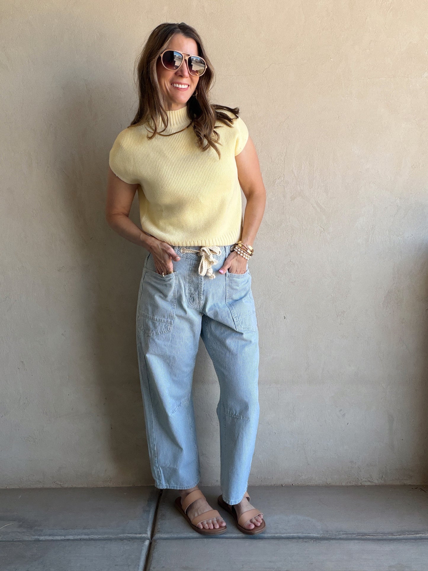 Georgia Striped Barrel Pants Blue & White