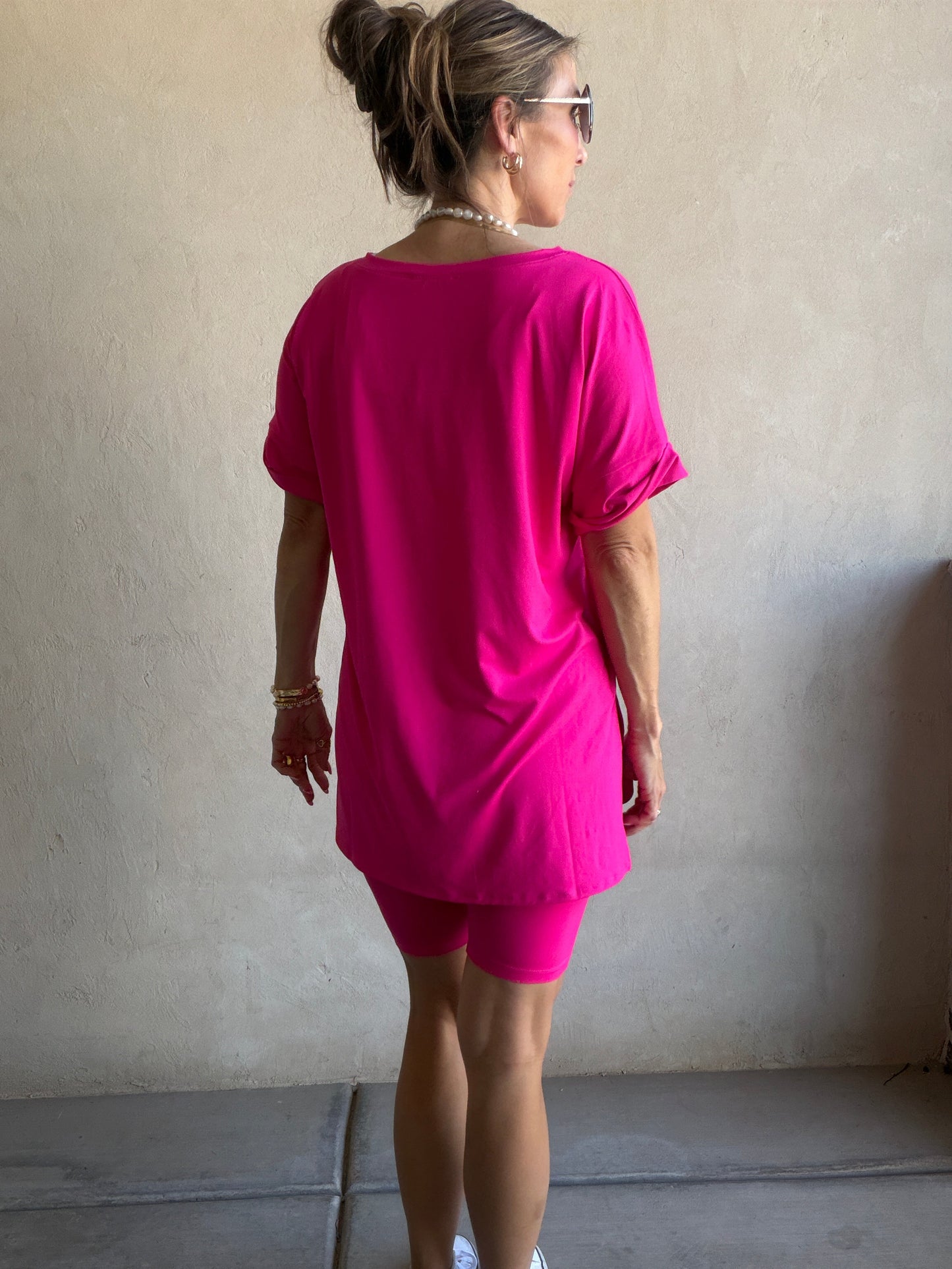 Jillian Heavenly Biker Set in Hot Pink