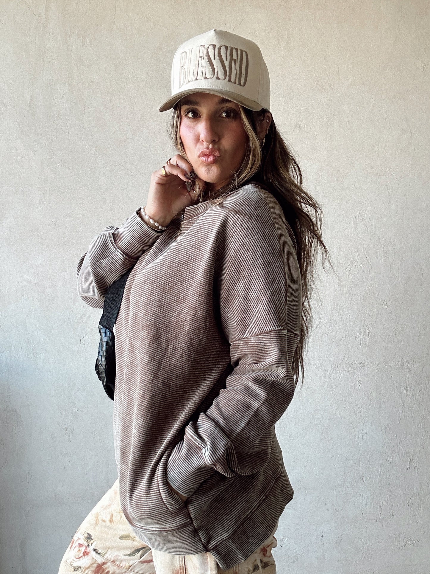 Dallas Double Ribbed Pullover in Chocolate