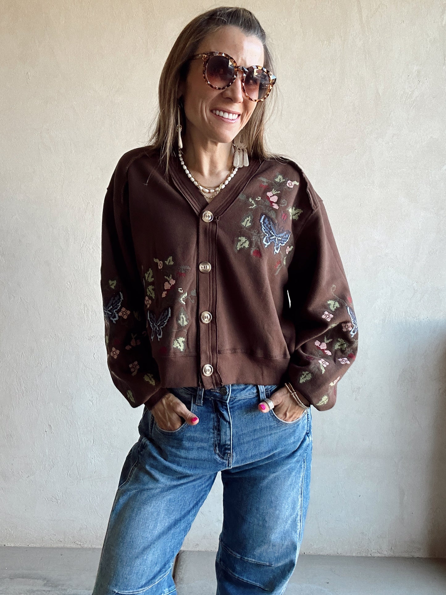 Eileen Cardigan in Chocolate Brown