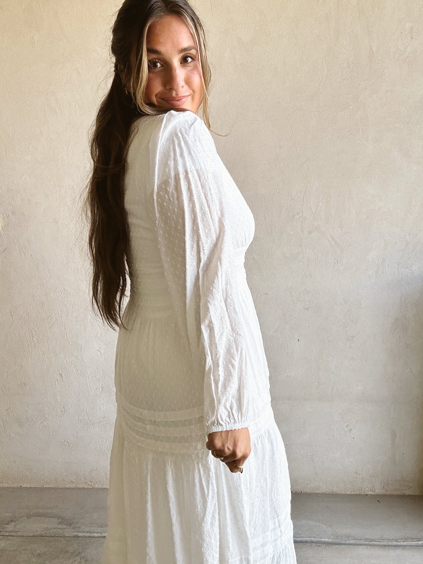Margo Tiered Dress in White