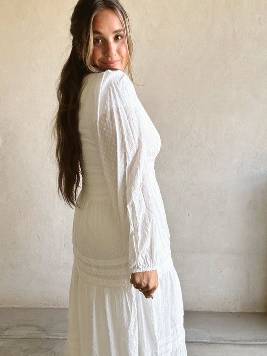 Margo Tiered Dress in White