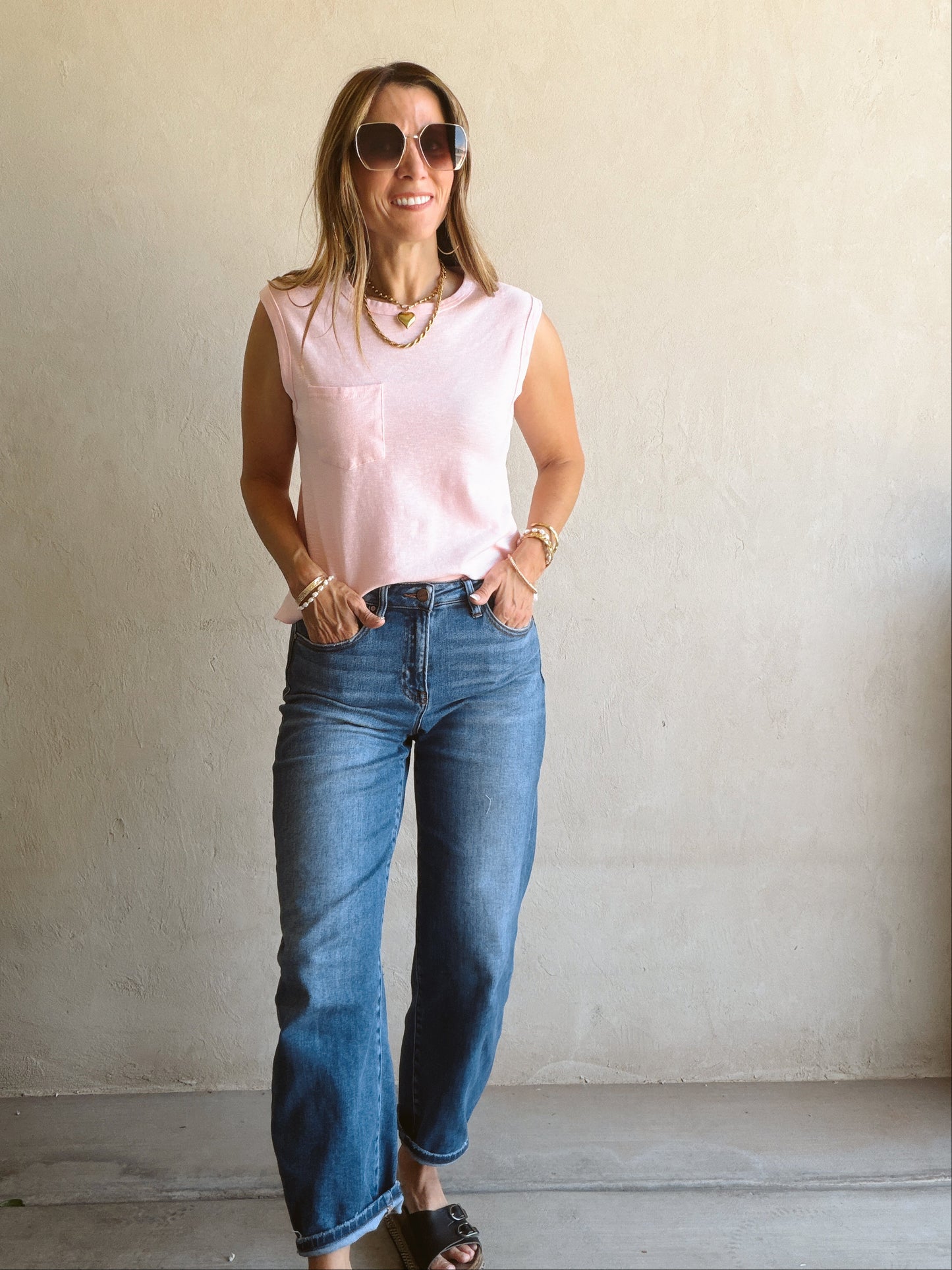 Wren Sleeveless Tank in Pink