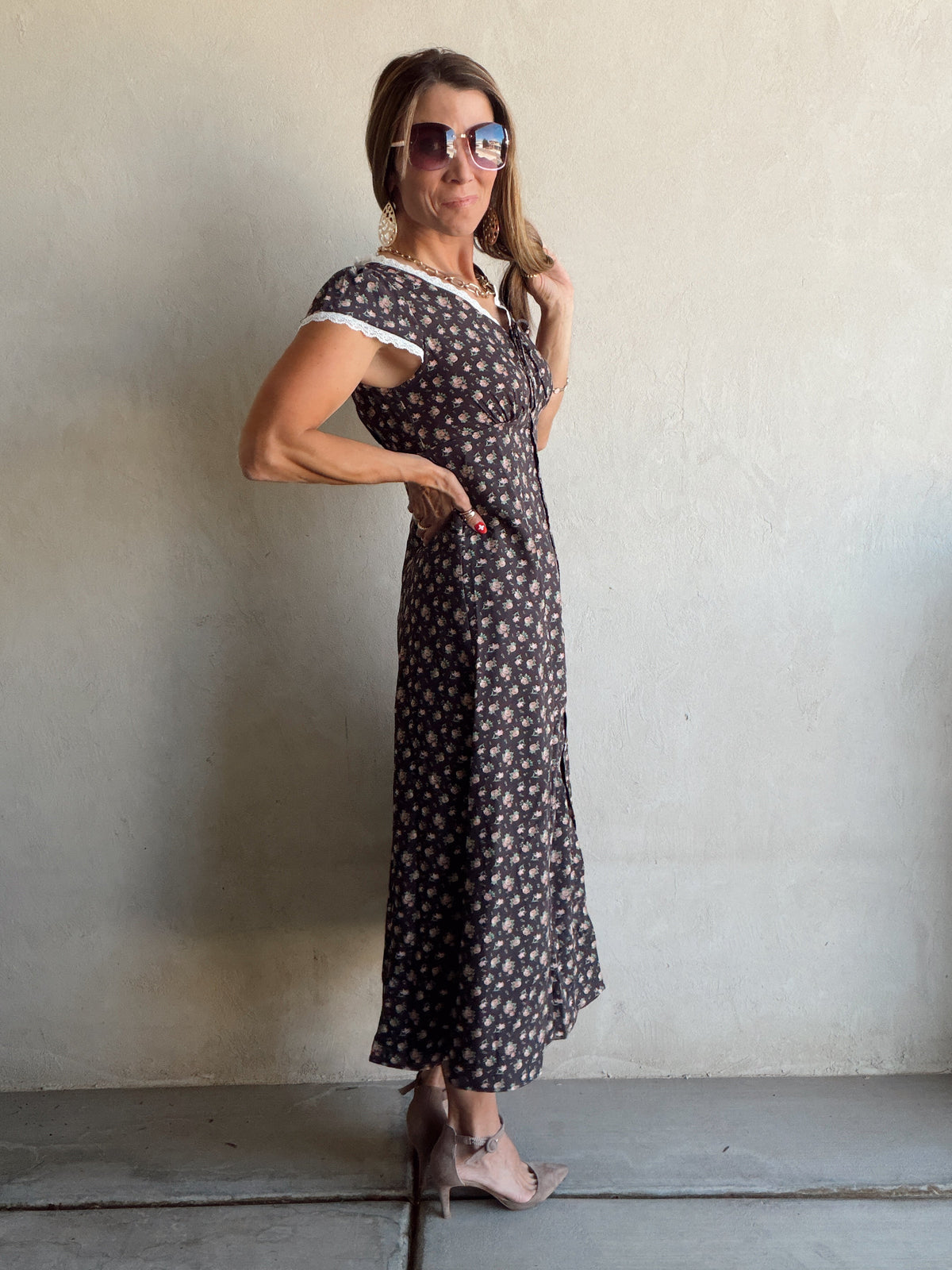 April Dress in Black Floral