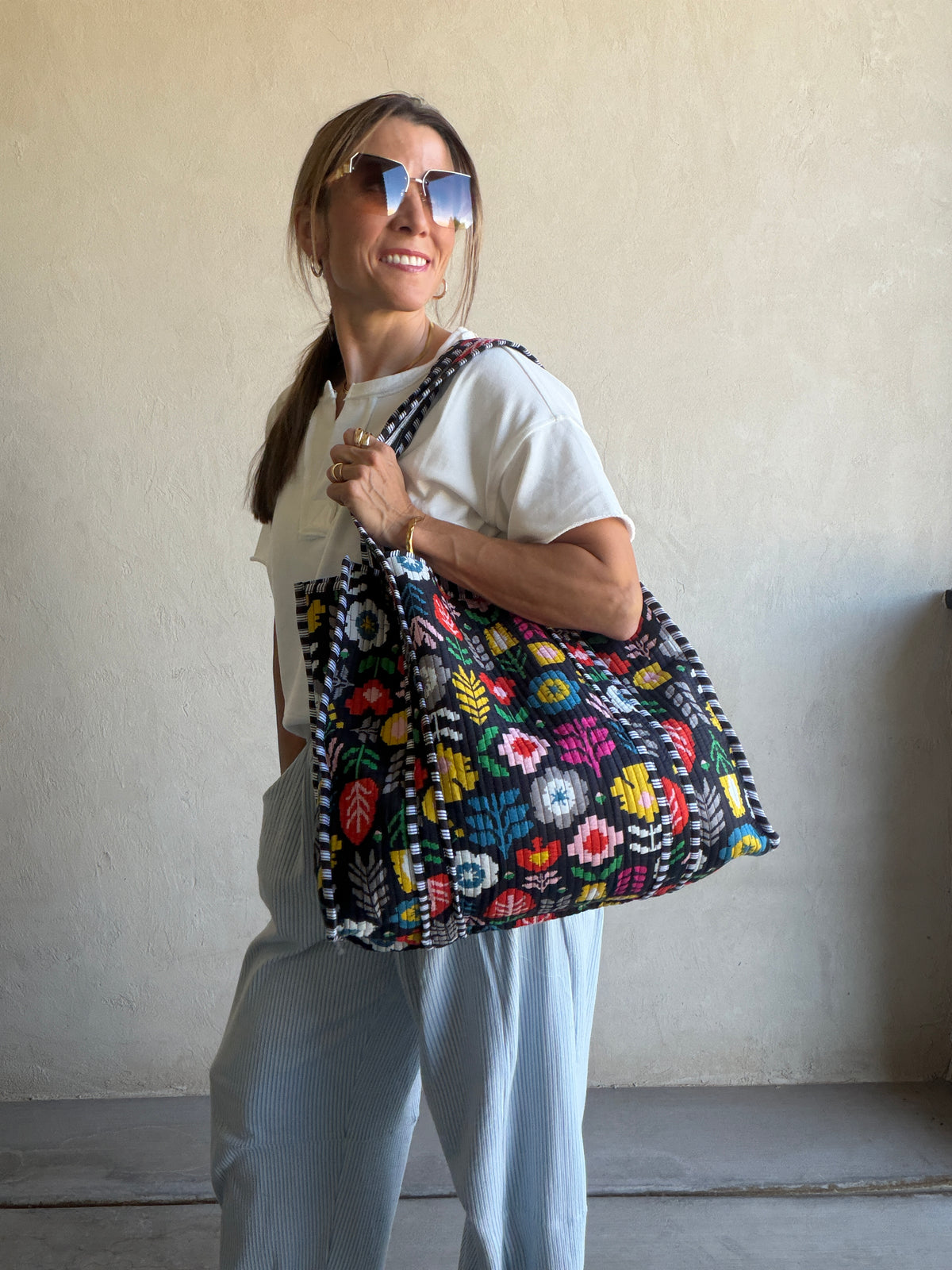 Mindee Quilted Bag – Black Floral