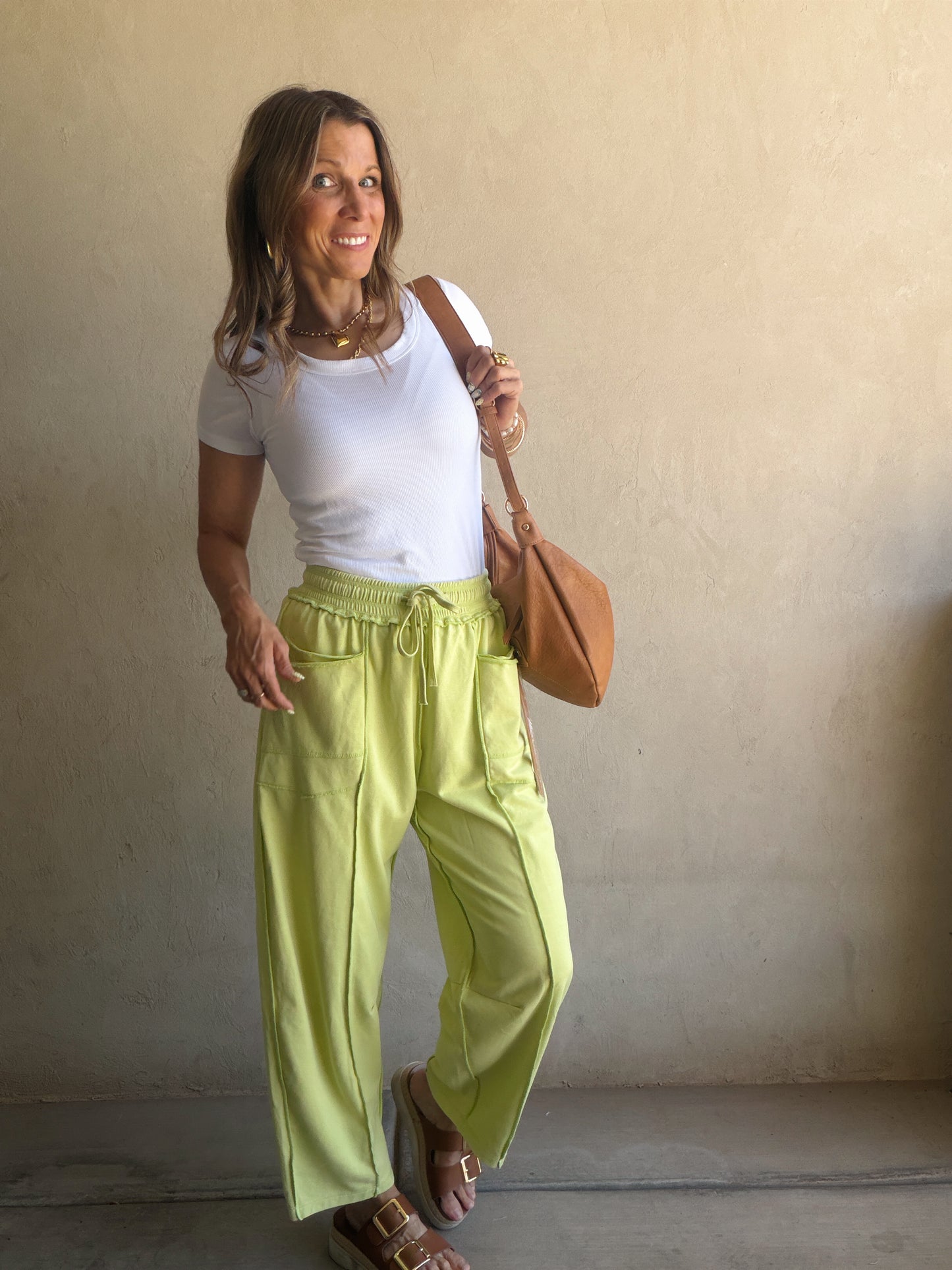 Heather Barrel Sweats in Citron