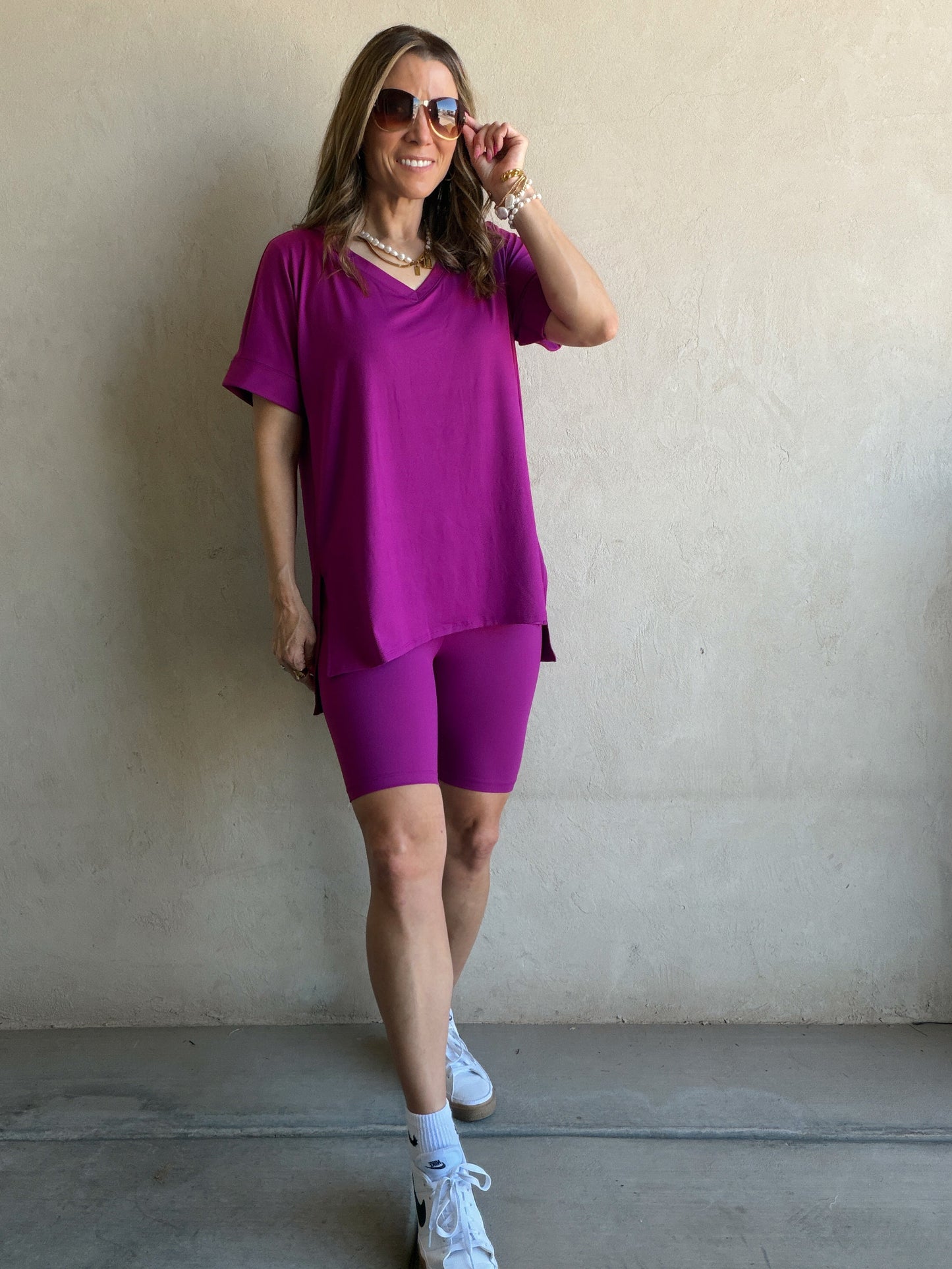 Jillian Heavenly Biker Set in Dark Magenta