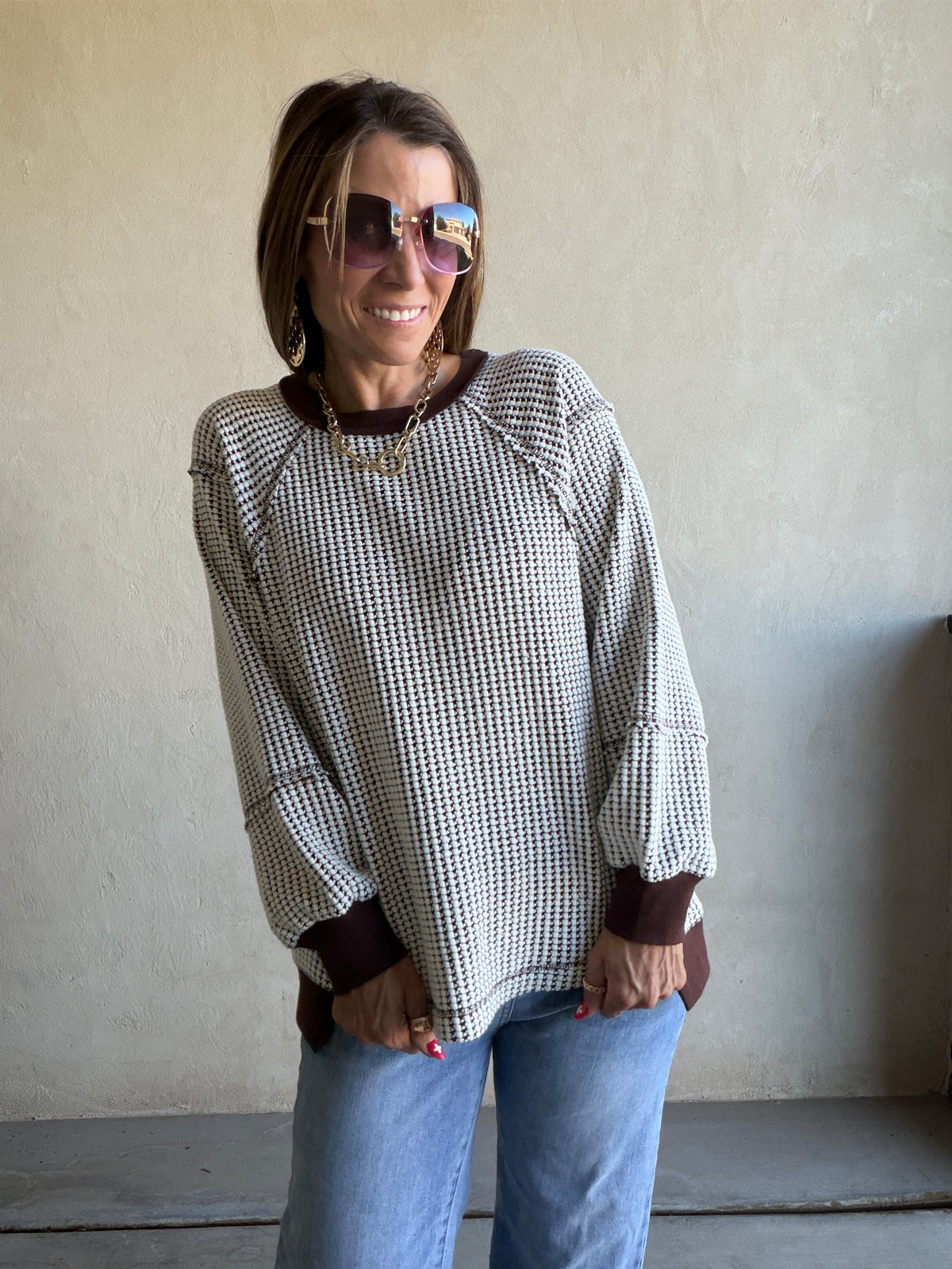 Adalyn Pullover in Chocolate & Ivory
