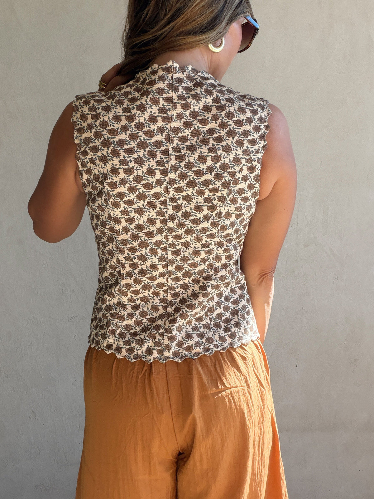 McKenna Floral Vest in Cream & Brown