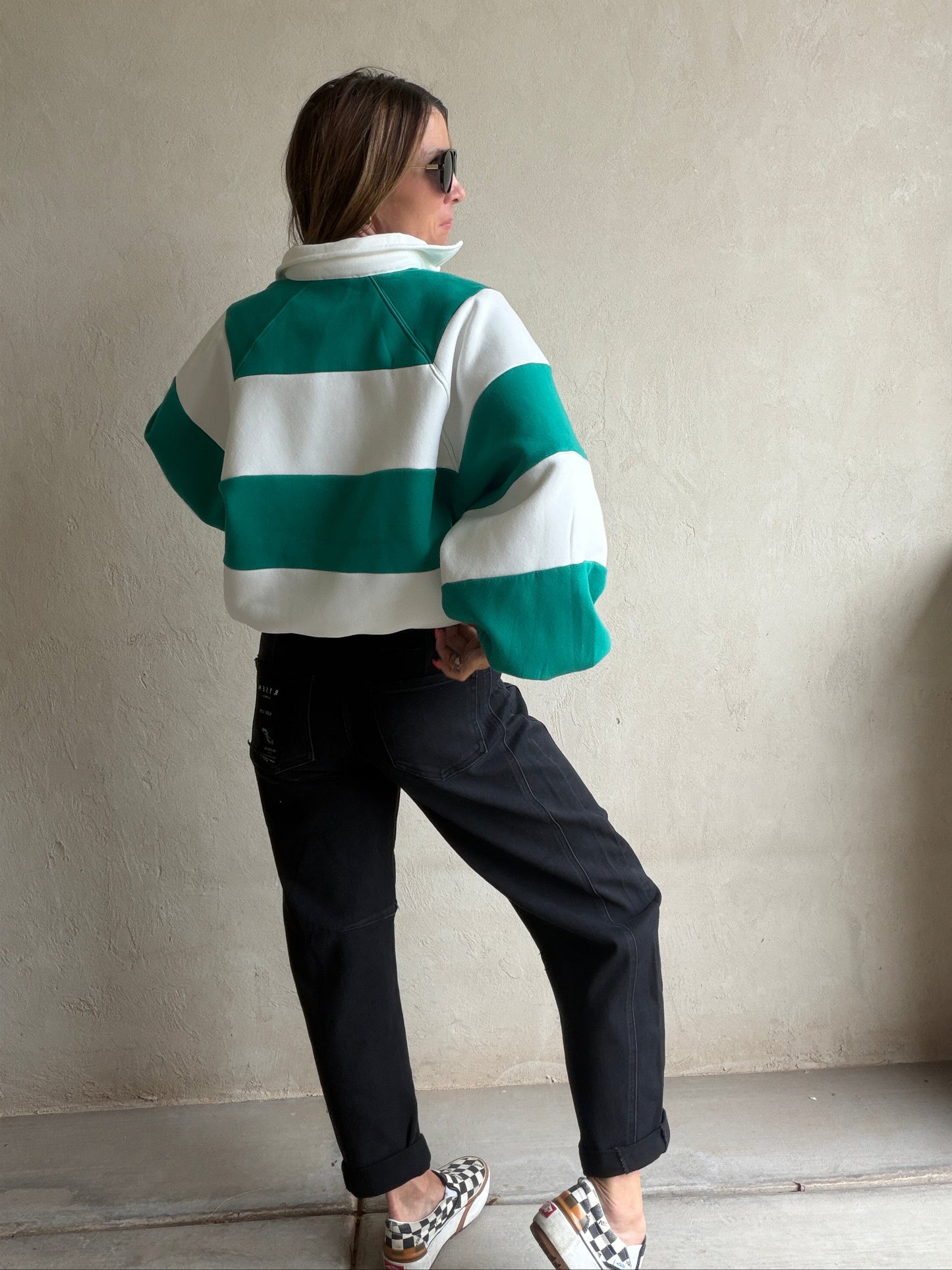Kaylani Sweatshirt in White & Green