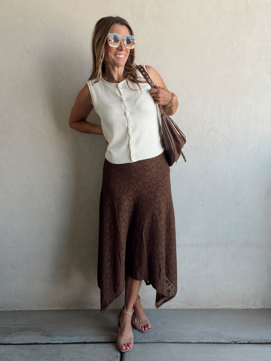 Lachelle Lace Skirt in Brown