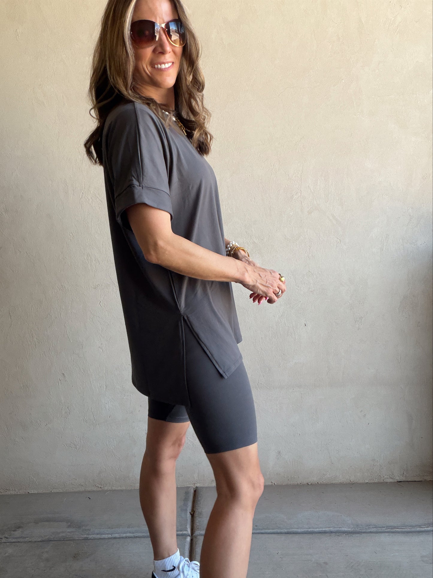 Jillian Heavenly Biker Set in Gray