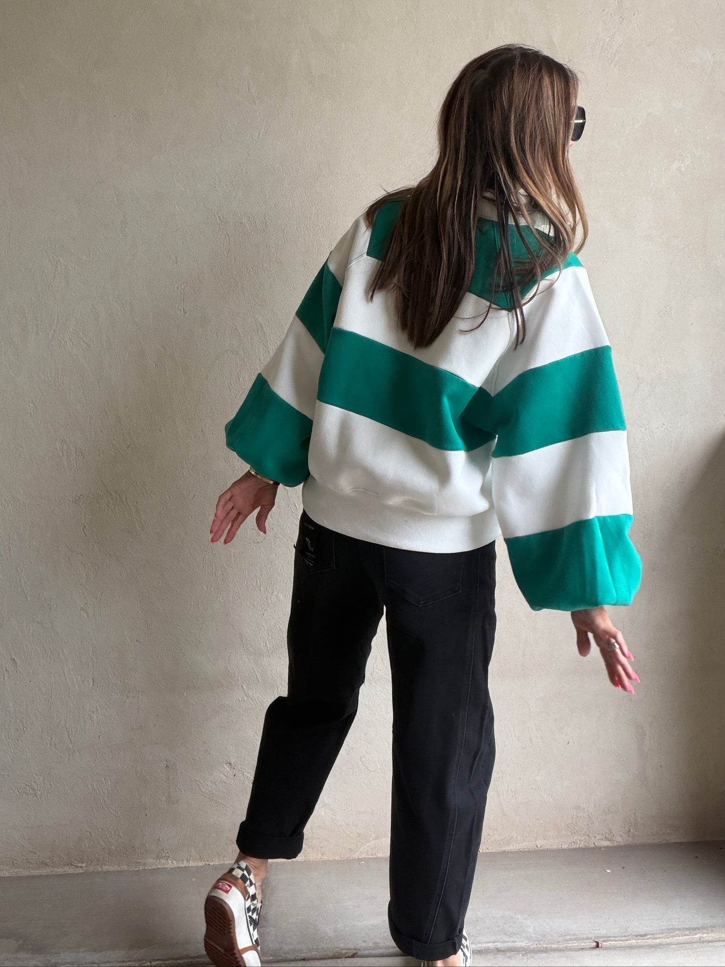 Kaylani Sweatshirt in White & Green