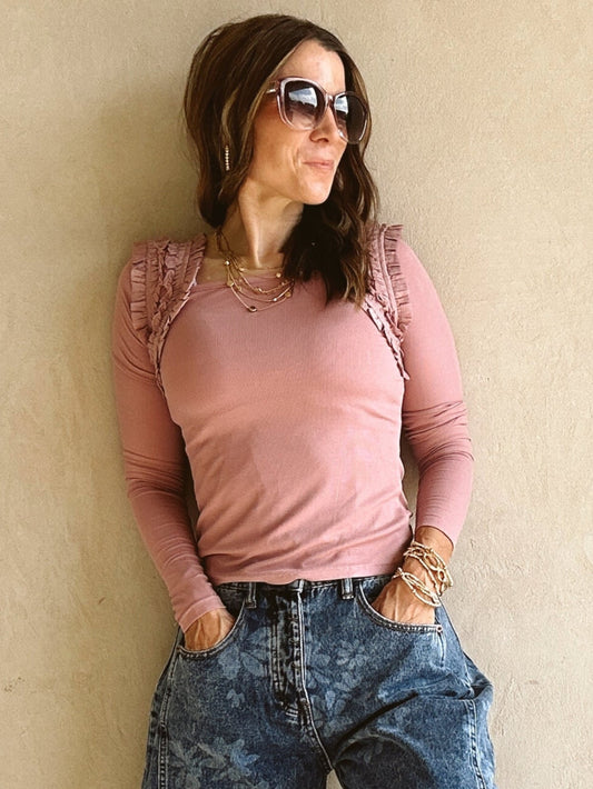 Ashley Square Neck Top in Mauve