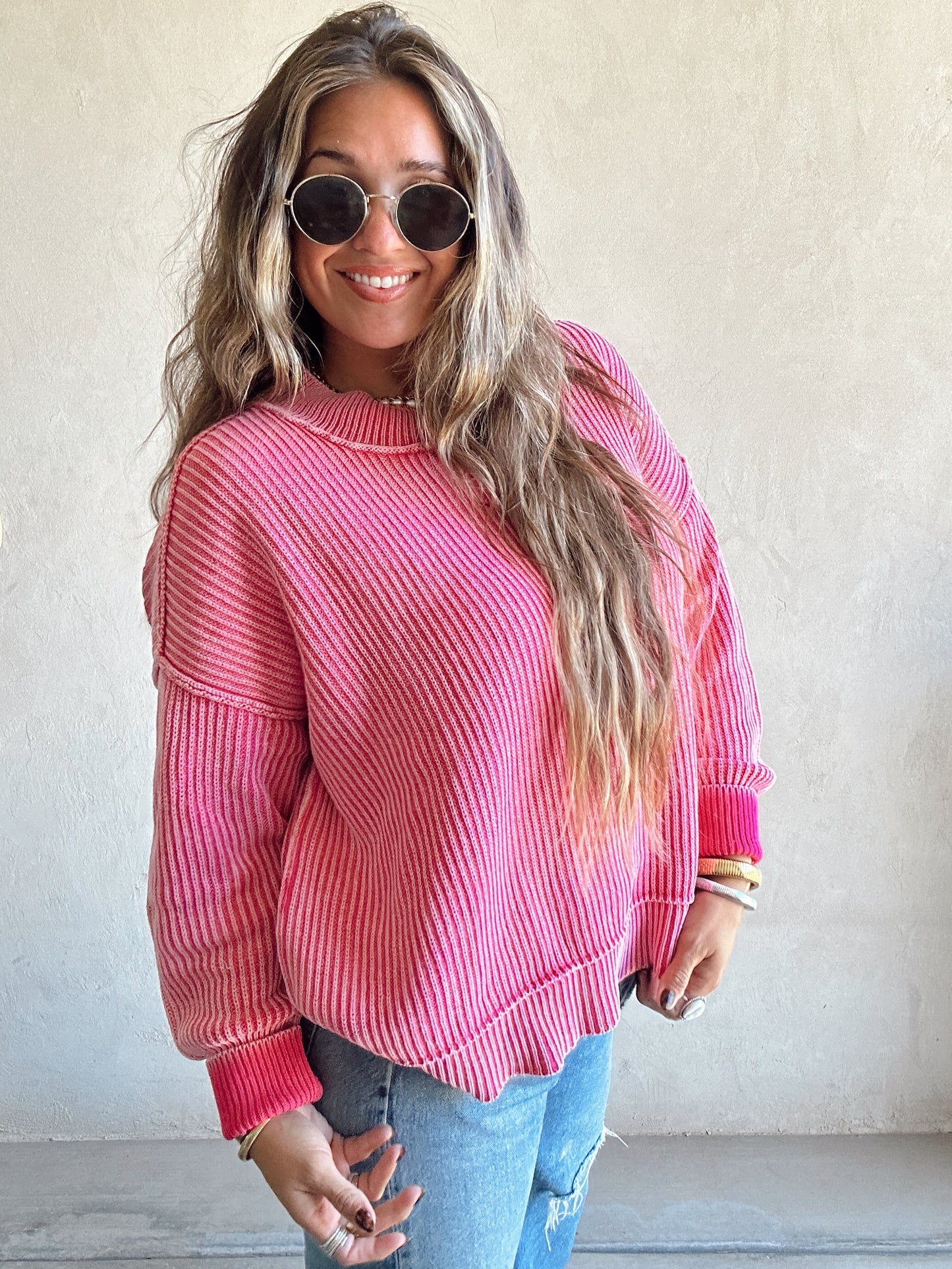 Tonya Sweater in Mineral Washed Pink