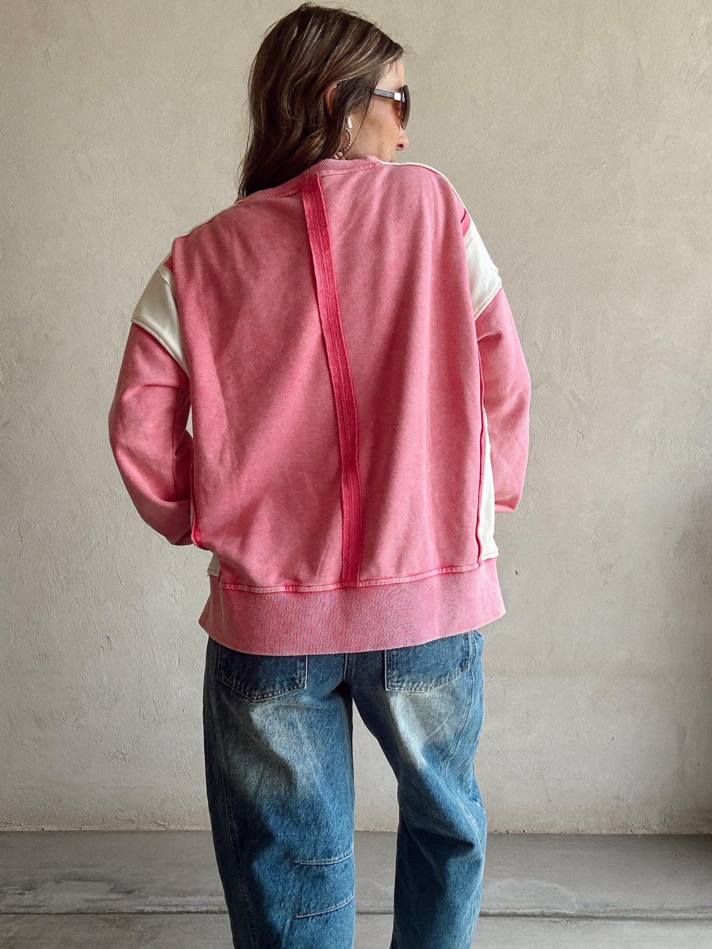 Tia Sweatshirt in Pink and Cream