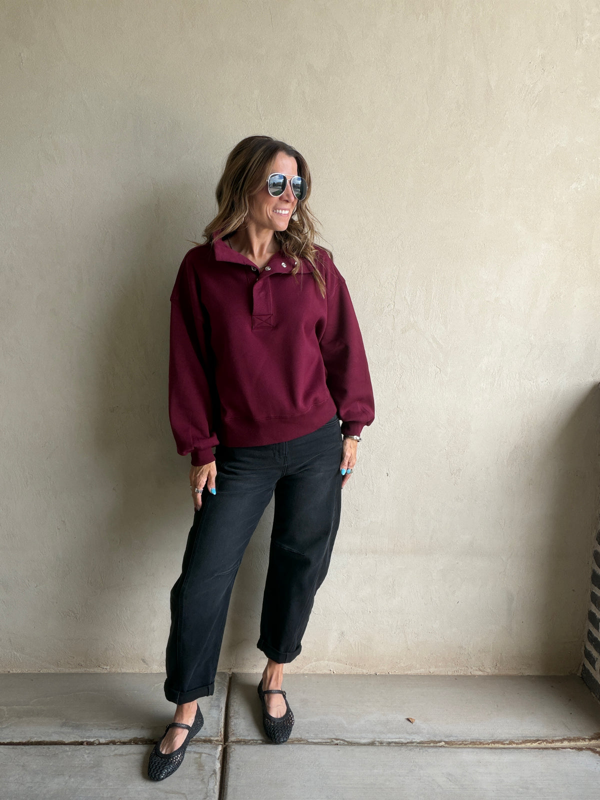 Cassie Sweatshirt in Burgundy