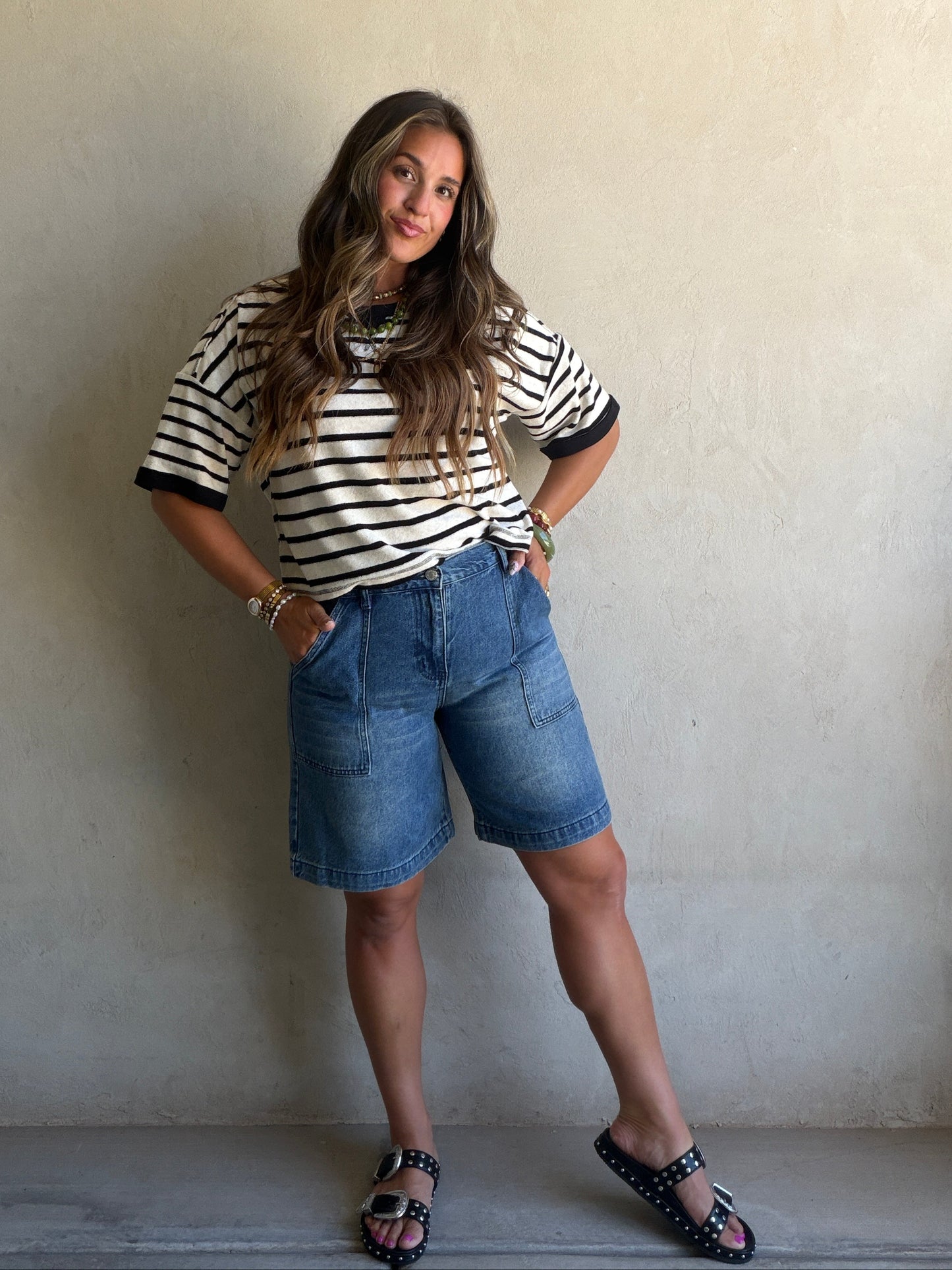 Jade Bermuda Shorts in Dark Denim