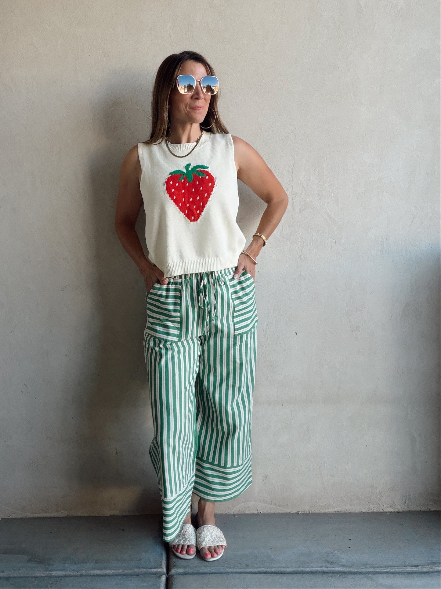 Vicki Strawberry Vest in Cream