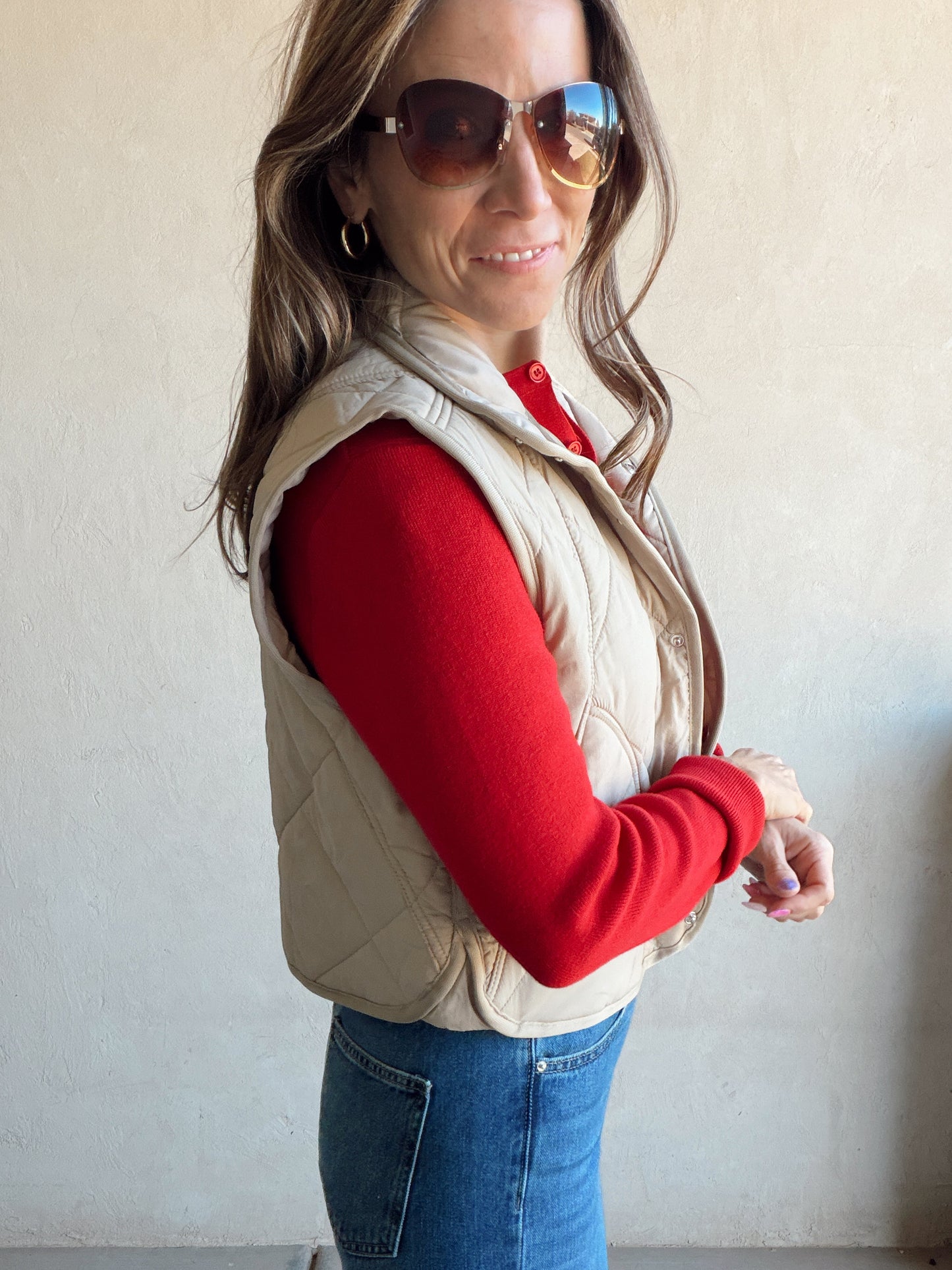 Rebecca Puffer Vest in Taupe