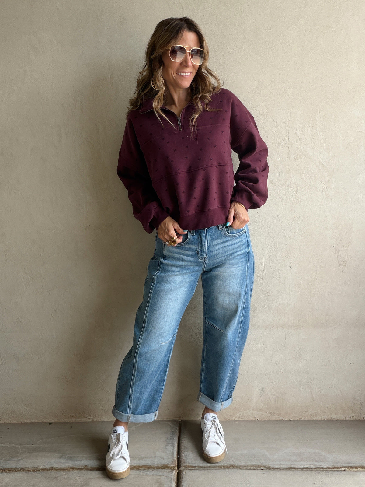 Bonnie Star Pullover in Burgundy