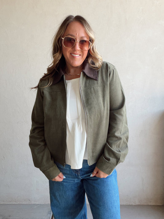 Emma Barn Cropped Jacket in Olive