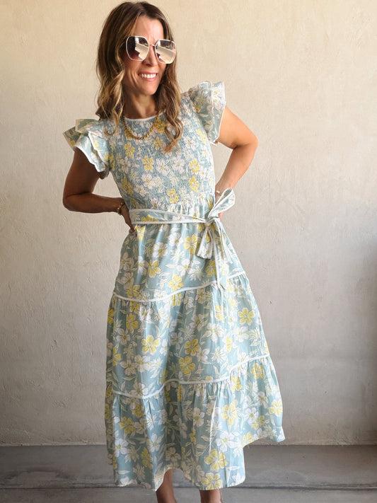 Cassandra Dress in Mint Floral