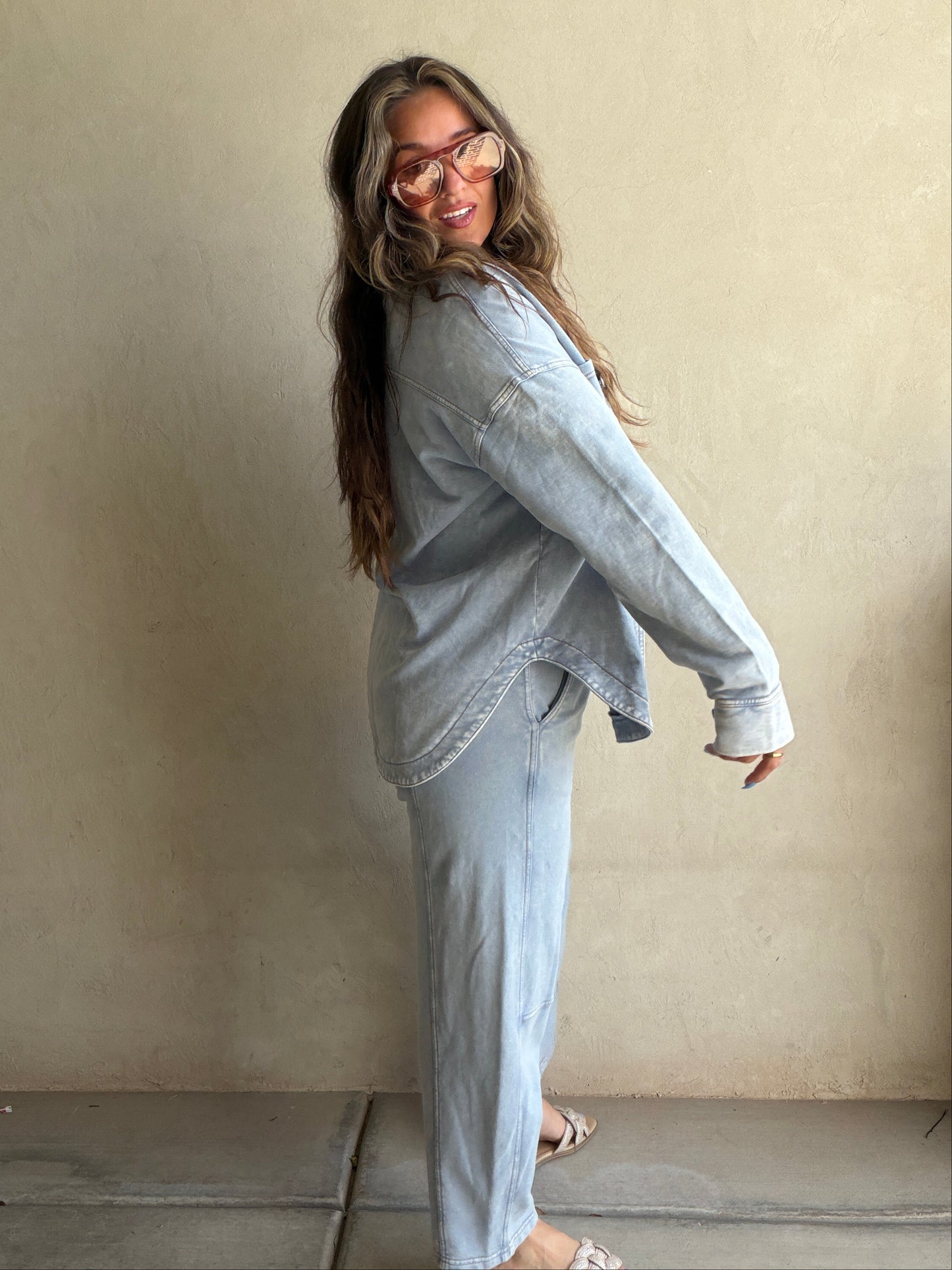 Keri Set in Acid Wash Blue