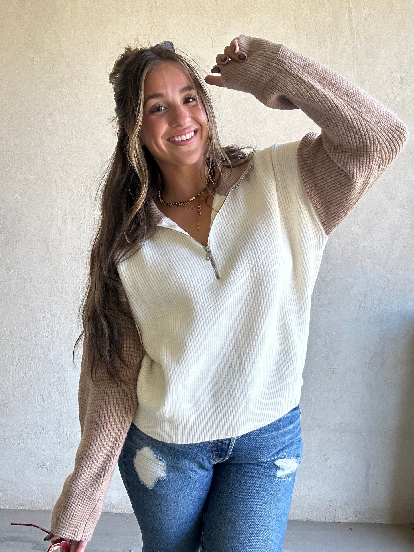 Kerianne Sweater in Beige & Cream