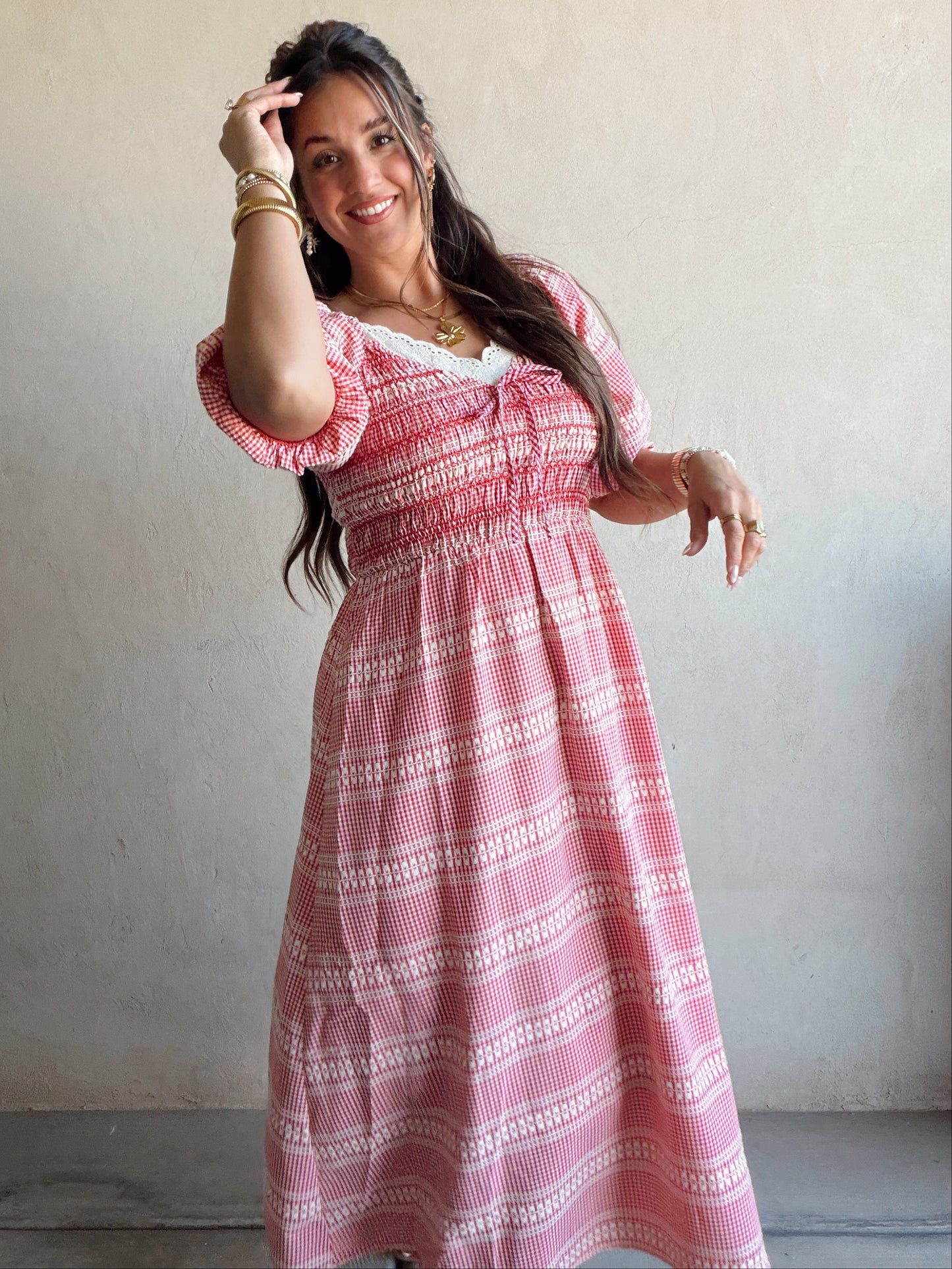 Liliana Dress in Red Check