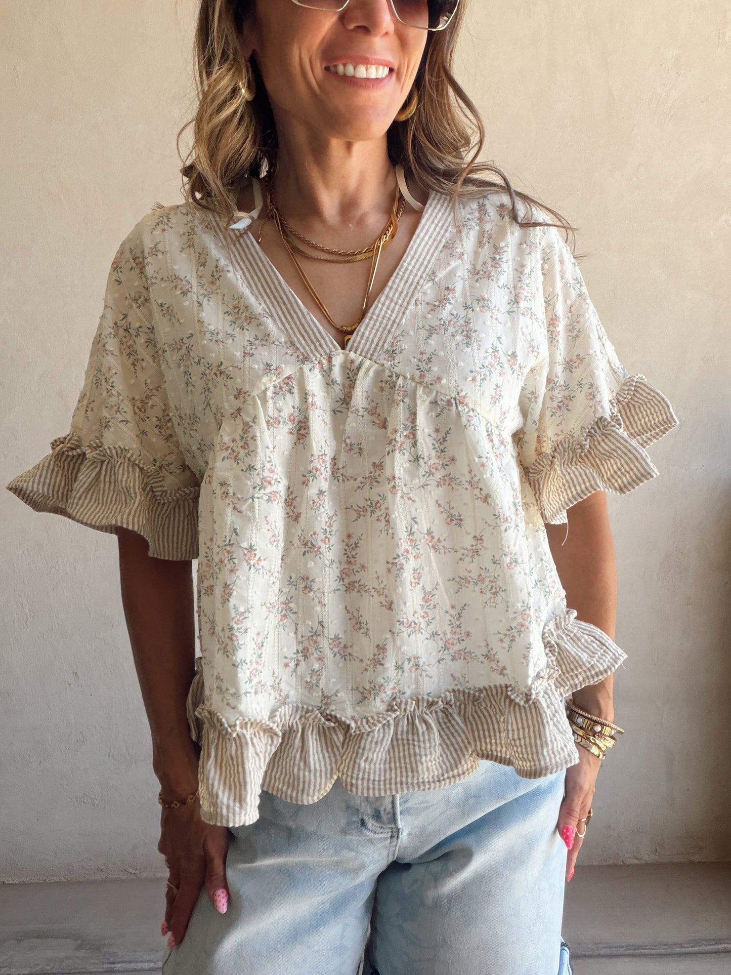 Hazel Ruffle Boho Top