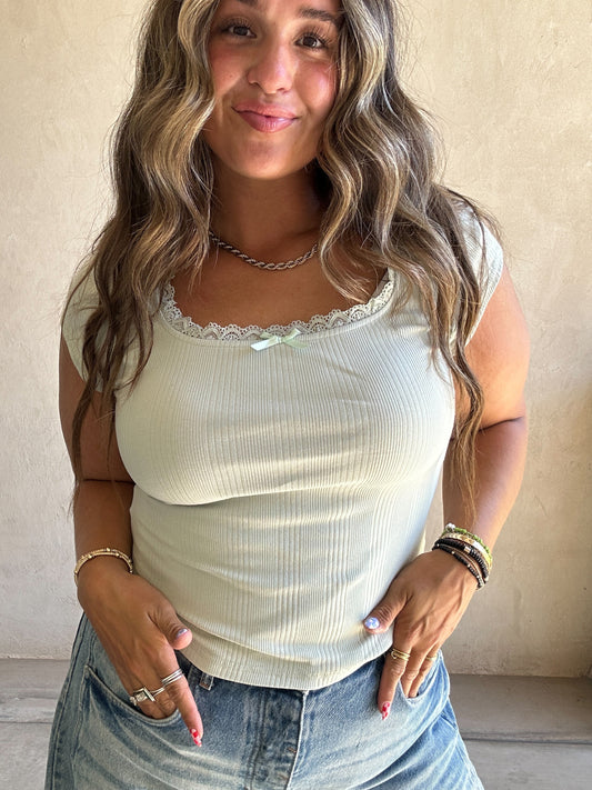 Libbie Lace Top in Mint
