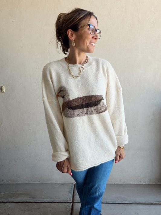 Mallory Mallard Duck Sweater in Cream