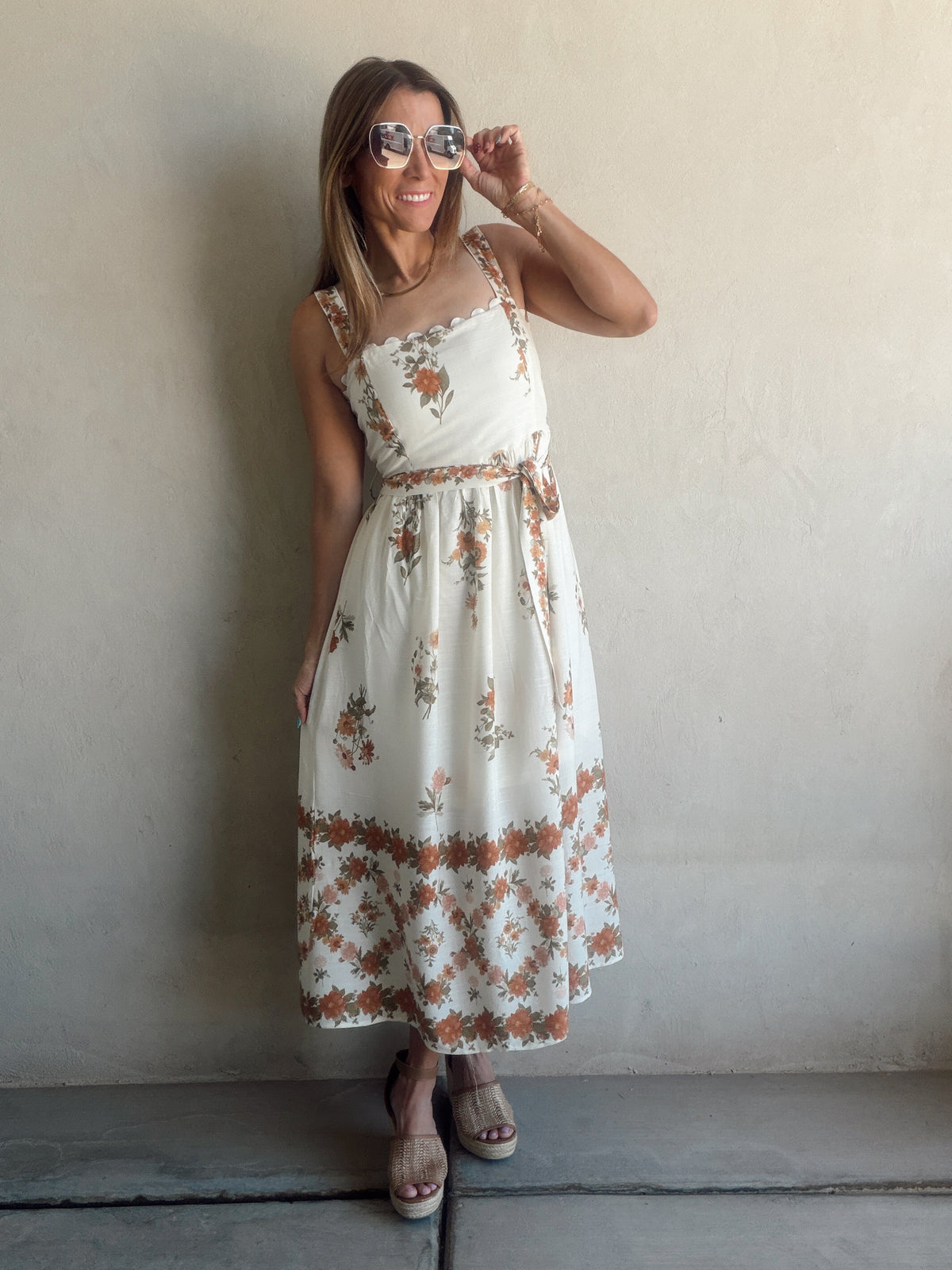 Emmie Floral Dress in Fall Cream