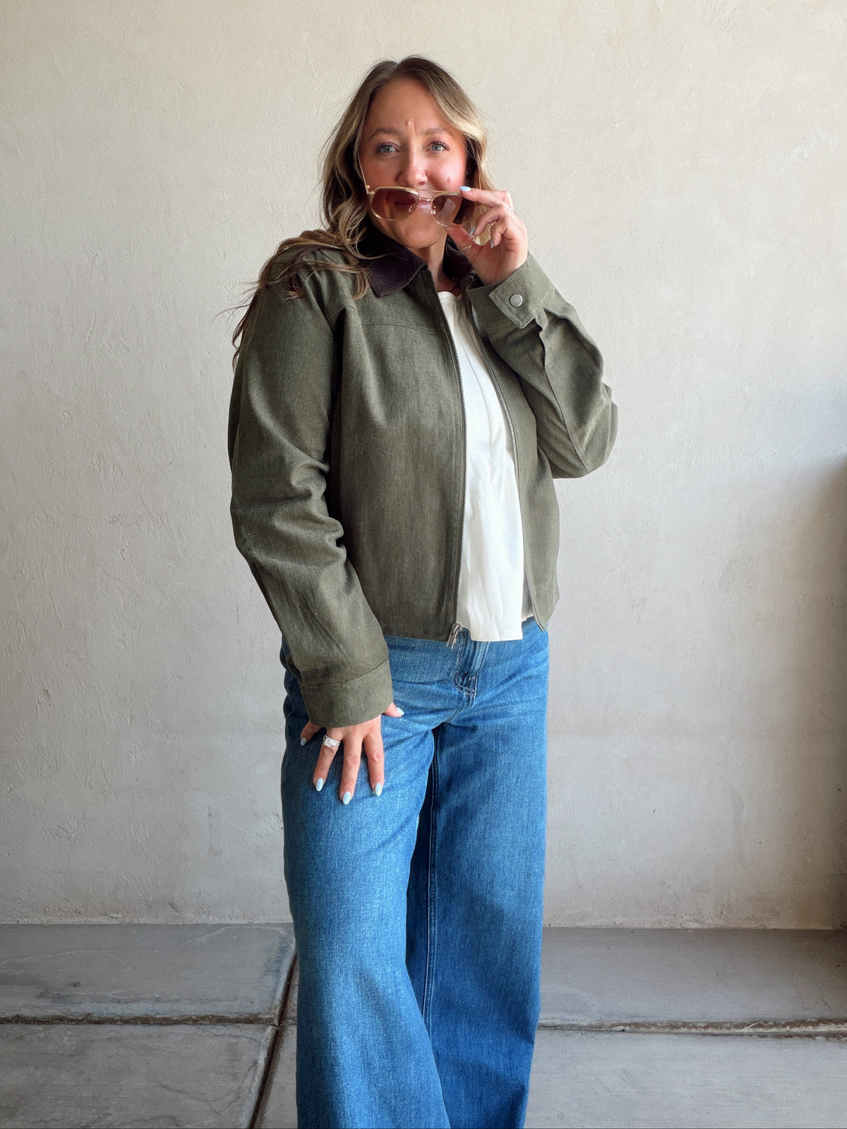 Emma Barn Cropped Jacket in Olive