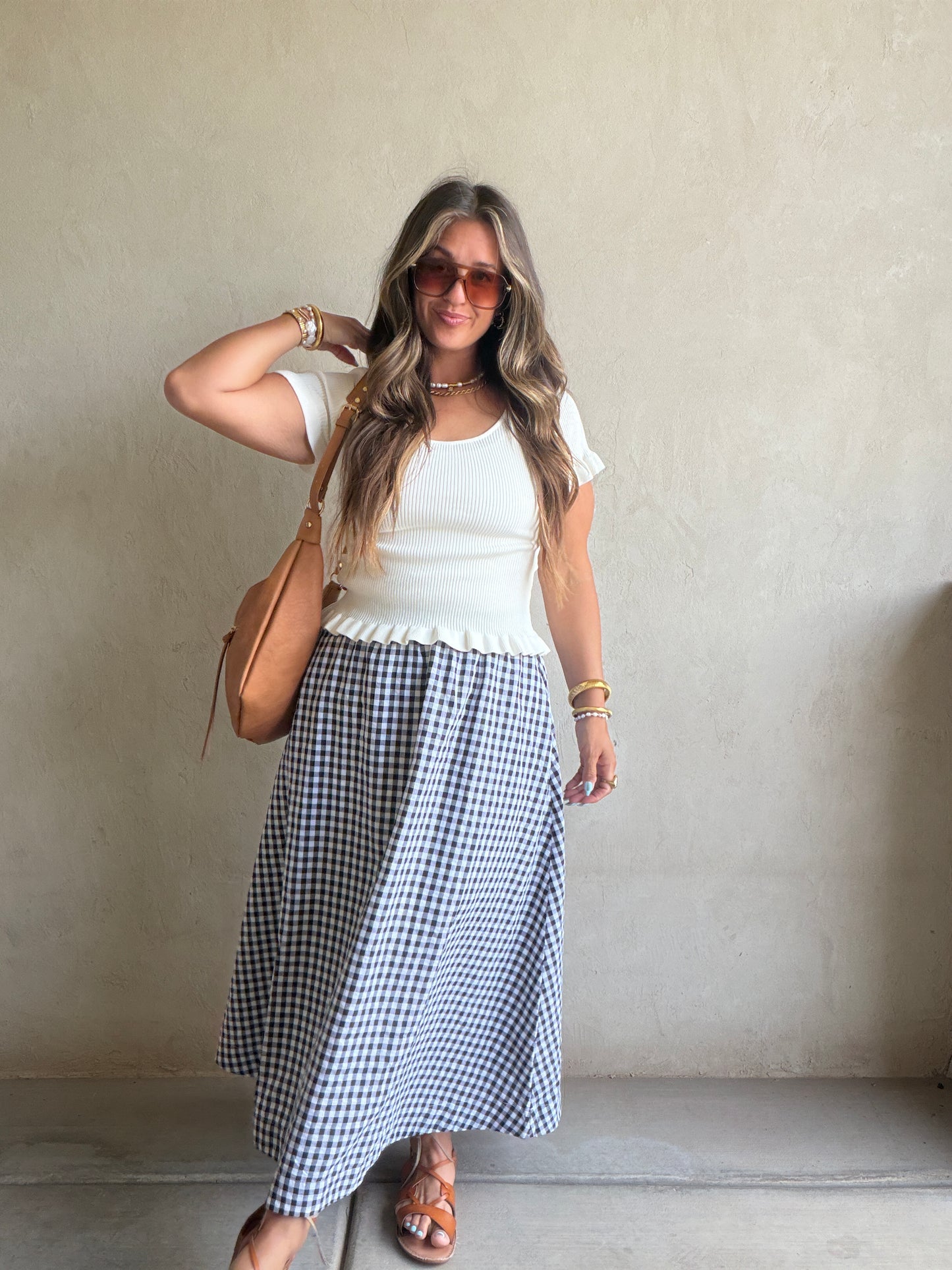 Gingham Skirt in Black & White