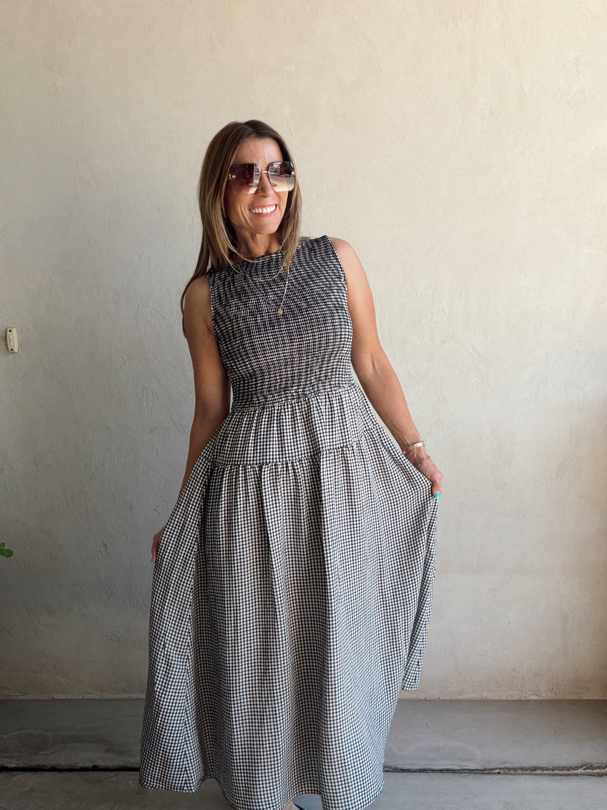 Denise Dress in Gingham Dress in Black & White