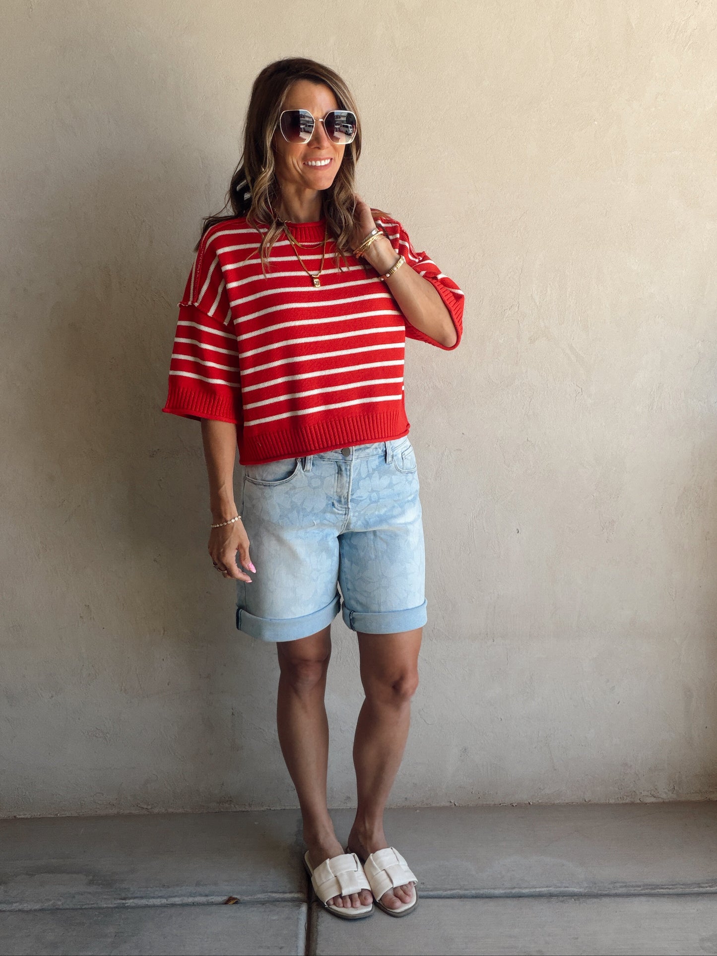 Willow Striped Top in Red